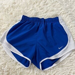 Nike Blue and White Athletic Shorts with Elastic Waistband